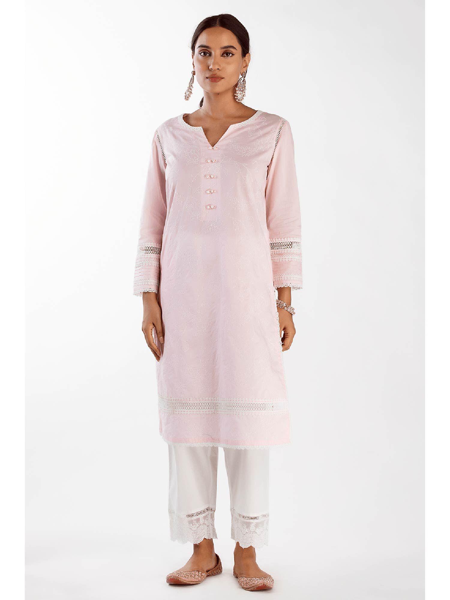 twilight kurta with floral organza (set of 2)