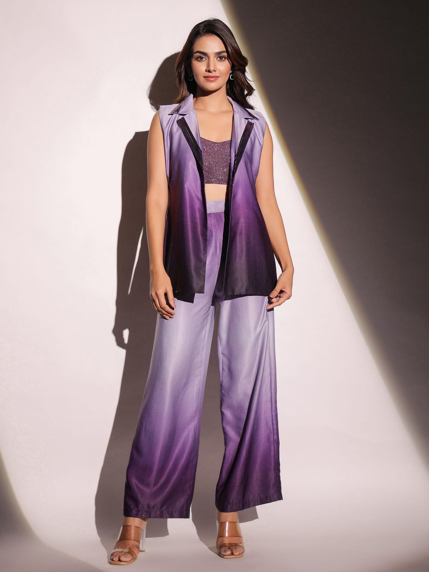 twilight ombre blazer with bralette and trouser (set of 4)