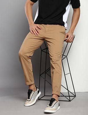 twill cropped tapered pants