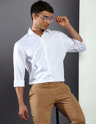 twill easy care fitted casual shirt