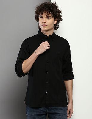 twill solid casual shirt