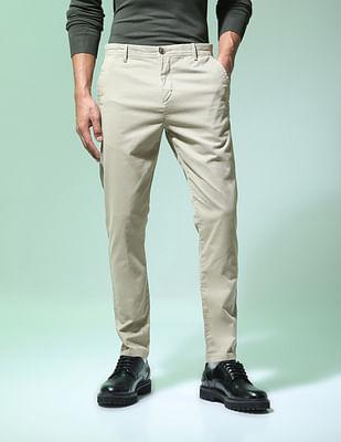 twill solid casual trousers