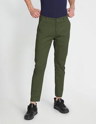 twill solid casual trousers