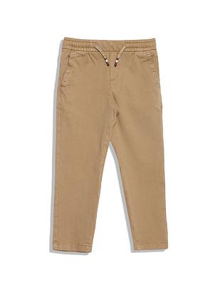 twill solid pull on pants