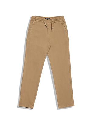 twill solid pull on pants