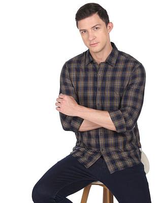 twill tartan check casual shirt