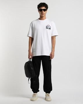 twill textured oversized graphic placement t-shirt