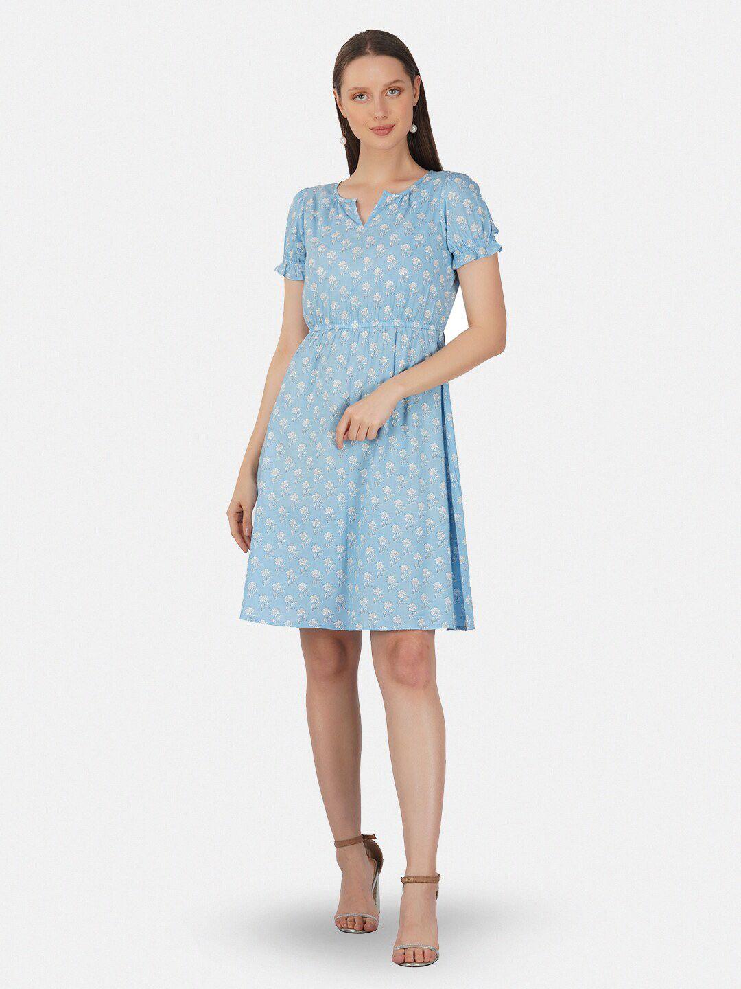 twilldor blue polka dot print fit & flare dress
