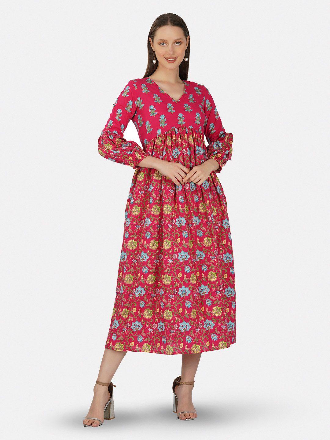 twilldor floral printed empire cotton midi dress