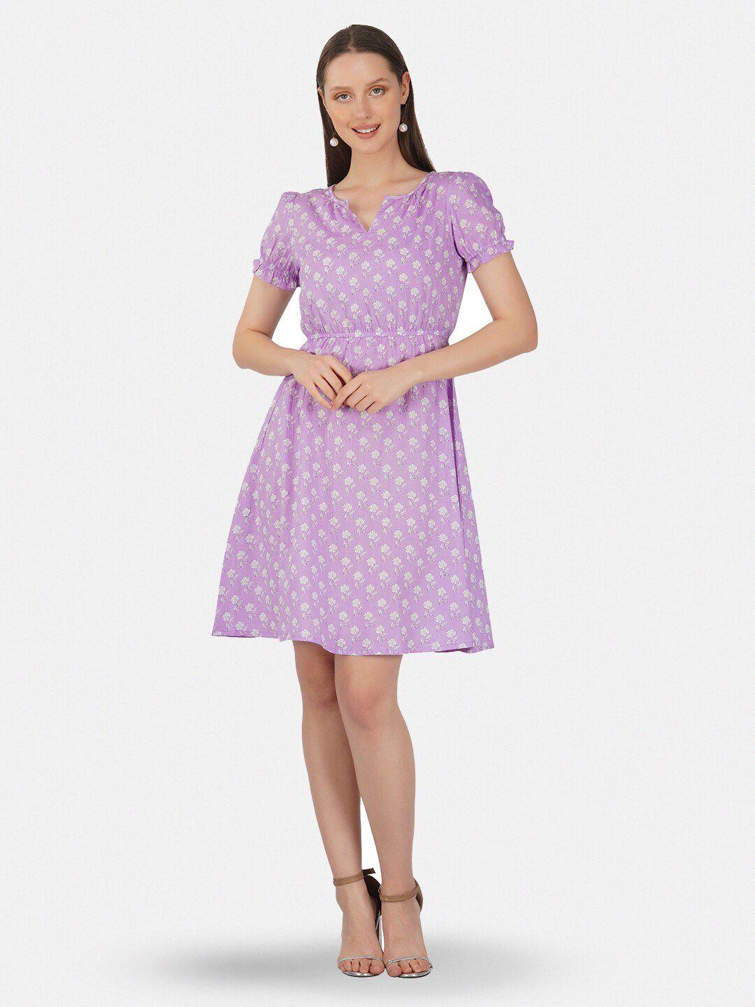 twilldor purple polka dot print fit & flare dress