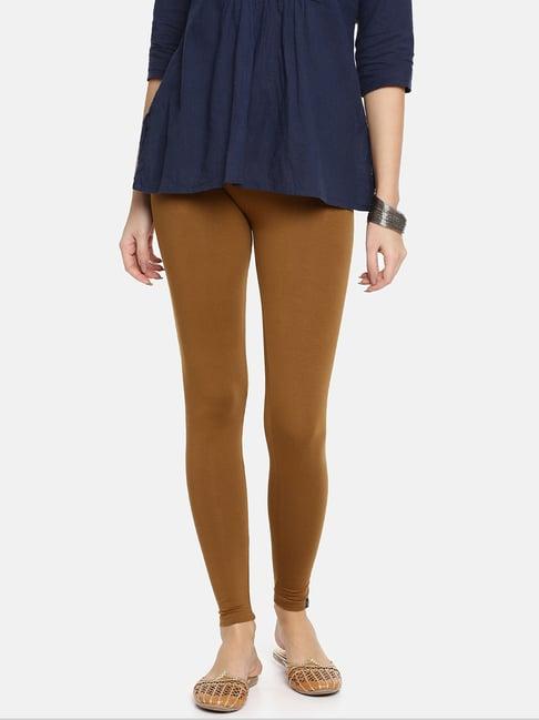 twin birds brown cotton ankle length leggings