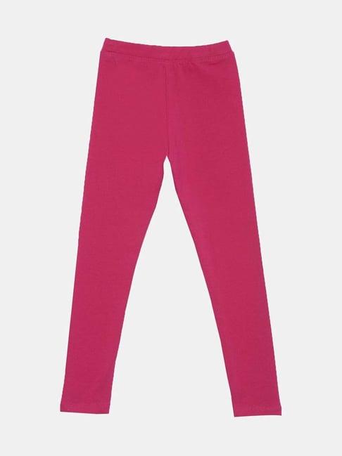 twin birds kids red & pink cotton regular fit leggings (pack of 2)