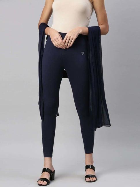 twin birds navy cotton ankle length leggings with dupatta