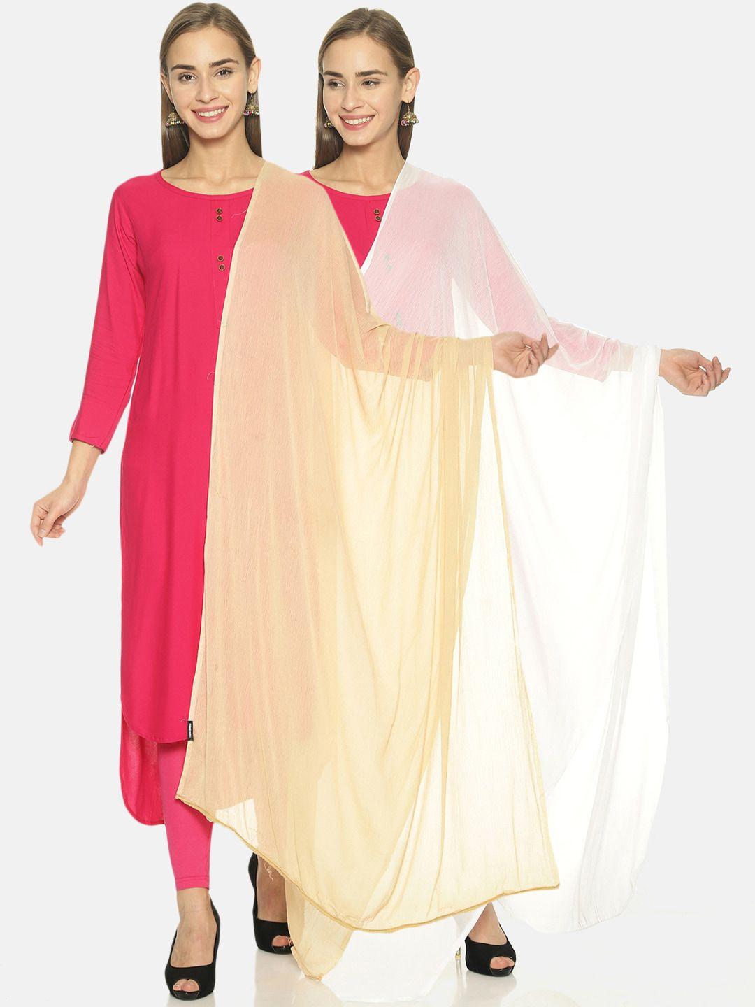 twin birds pack of 2 solid dupattas