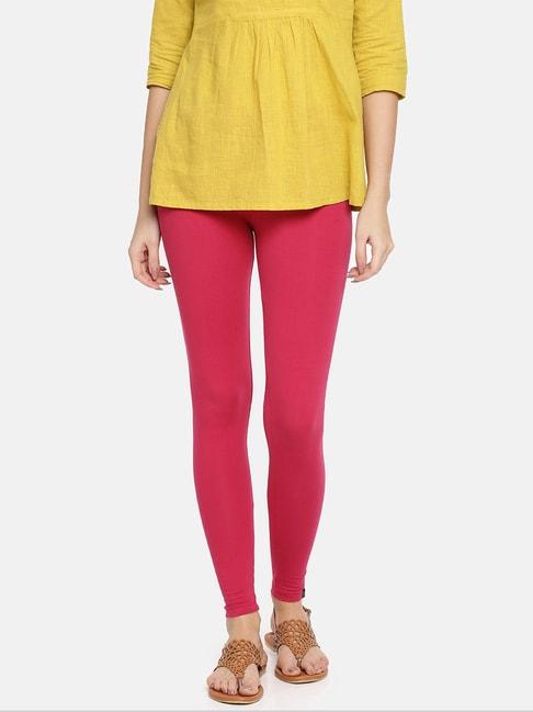 twin birds pink cotton ankle length leggings