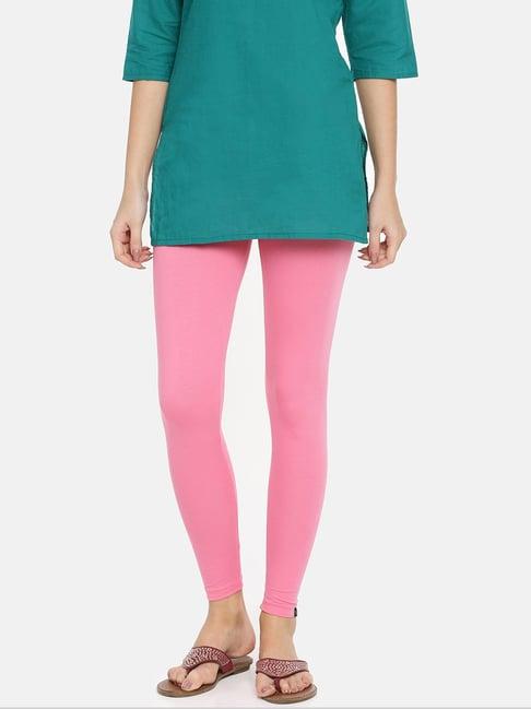 twin birds pink cotton ankle length leggings