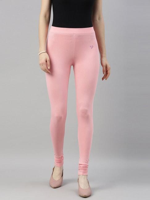 twin birds pink cotton full length leggings