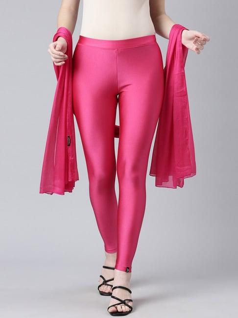 twin birds pink plain leggings with dupatta