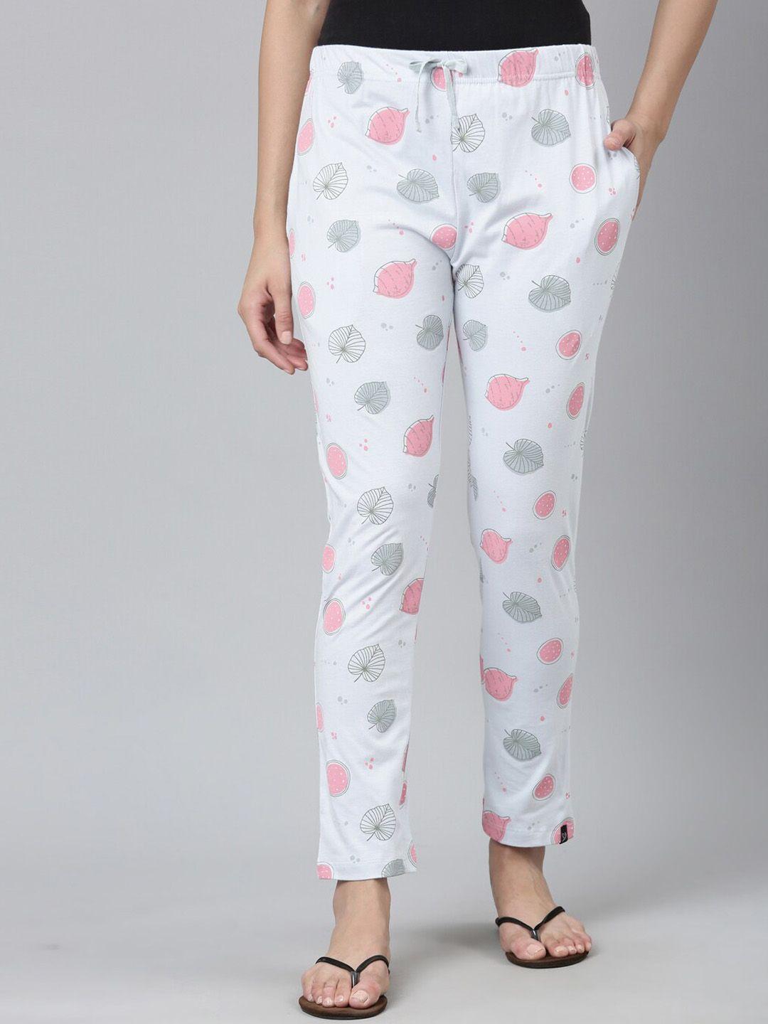 twin birds printed pure cotton straight lounge pants