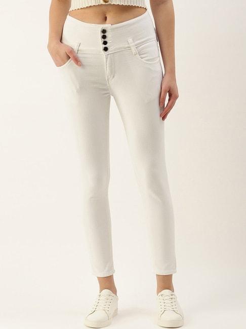 twin birds white high rise jeans