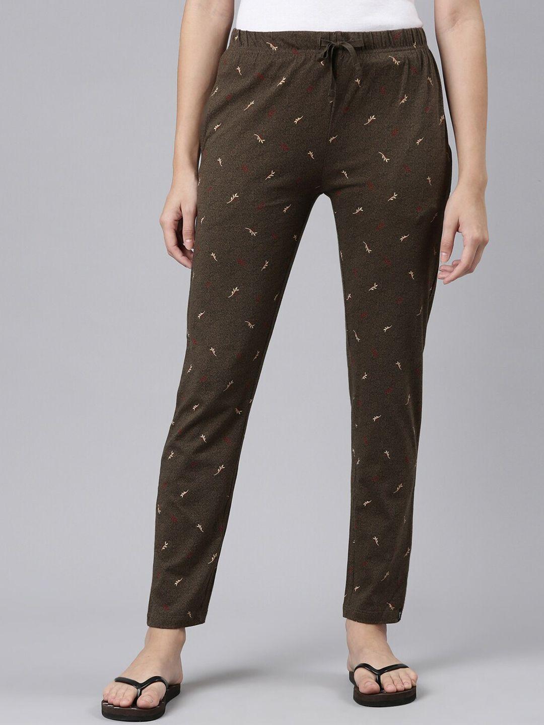 twin birds women conversational printed mid-rise pure cotton lounge pant