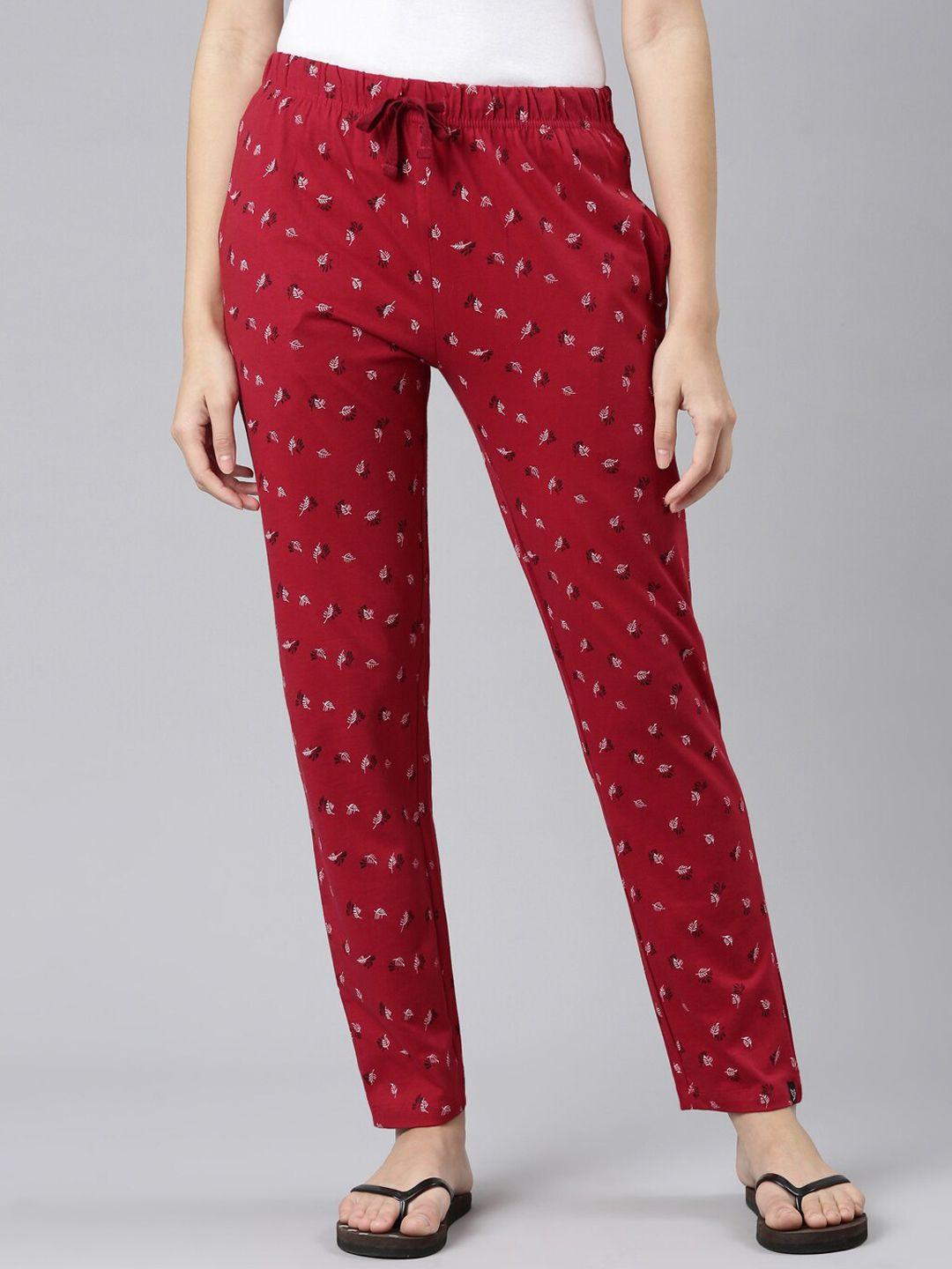 twin birds women conversational printed mid-rise pure cotton lounge pant