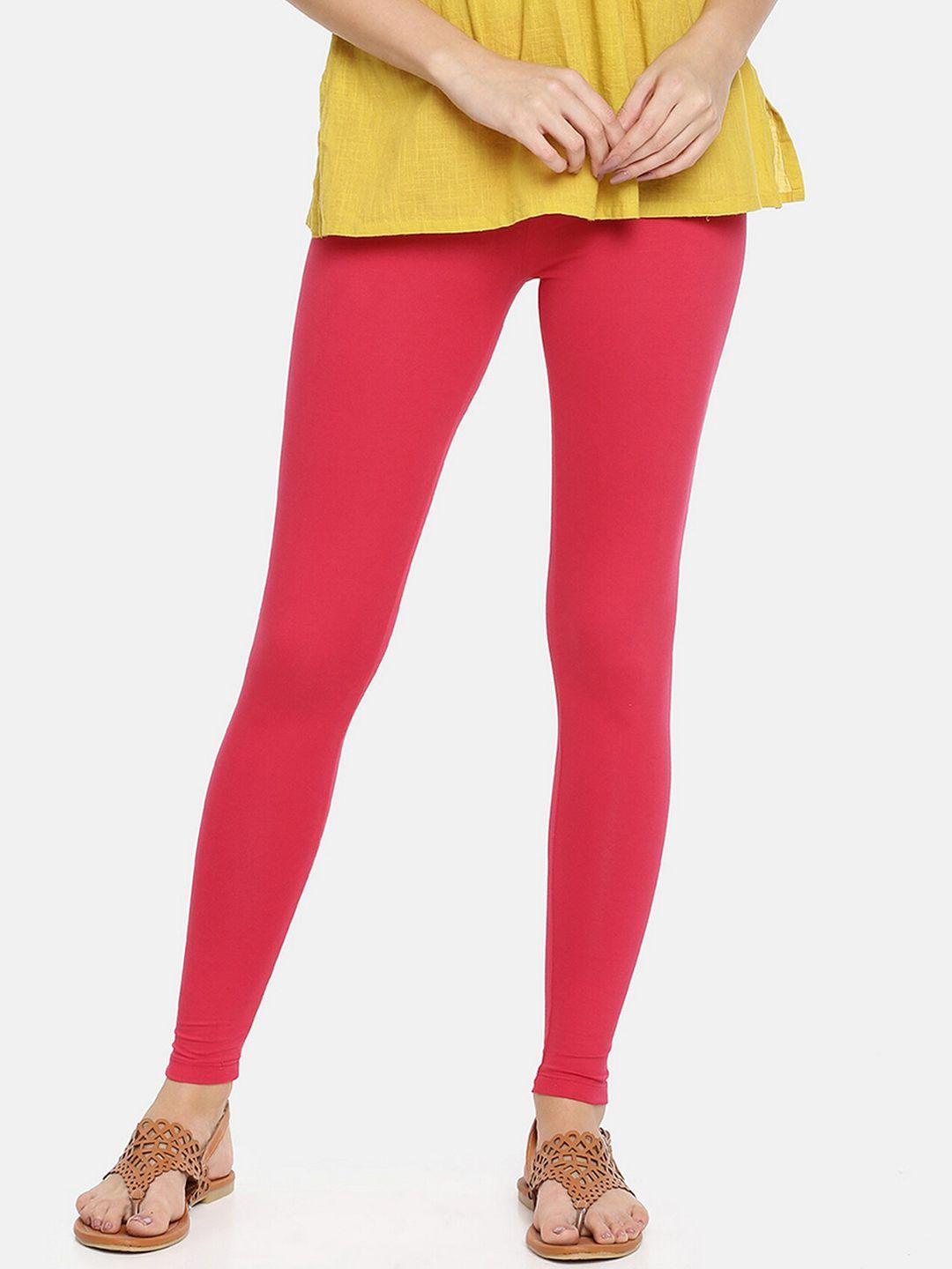 twin birds women pink solid ankle-length legging