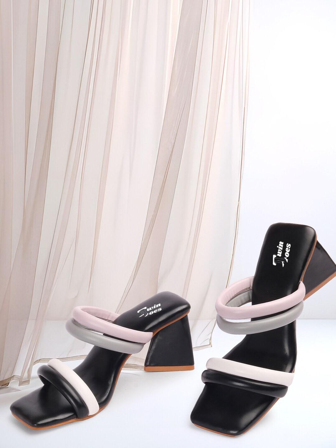 twin toes women colourblocked block heels