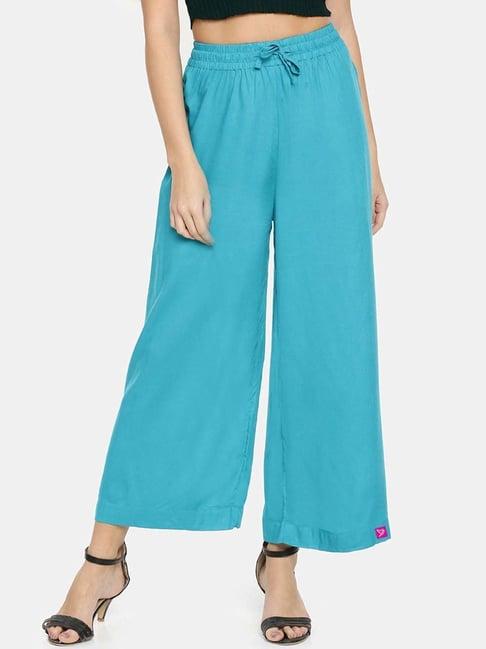 twin birds blue mid rise palazzos