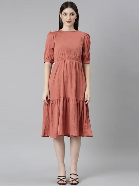 twin birds brown a-line dress