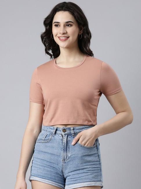 twin birds dusty peach crop top