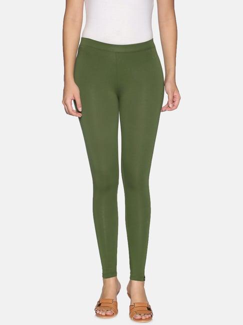 twin birds green ankle length leggings