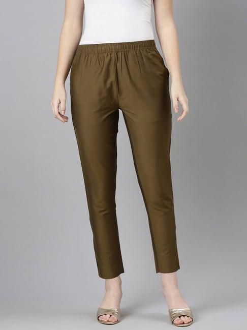 twin birds green straight fit pants