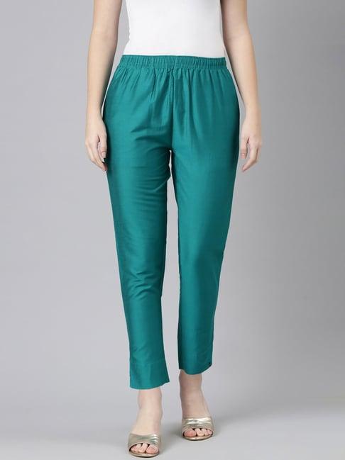 twin birds green straight fit pants