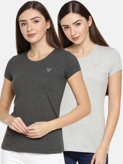 twin birds grey cotton t-shirt - pack of 2