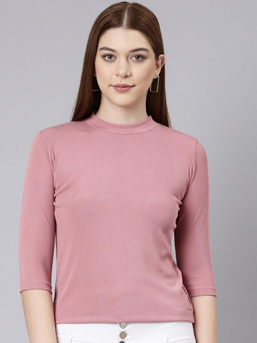 twin birds high neck ribbed fitted top