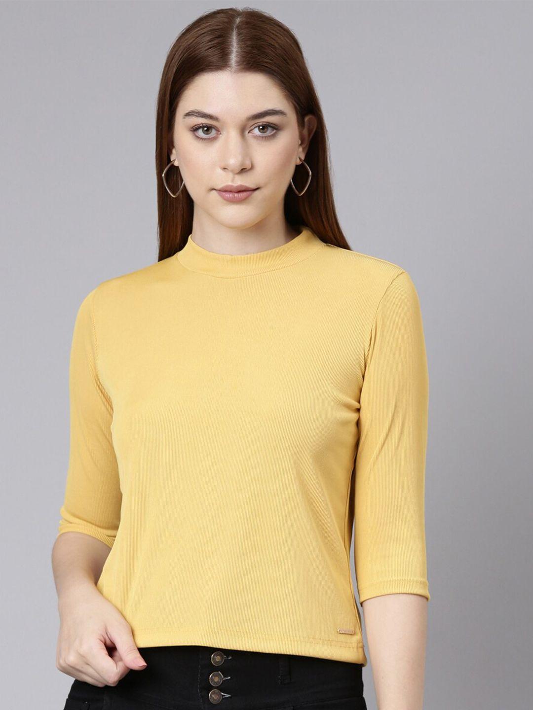 twin birds high neck ribbed fitted top