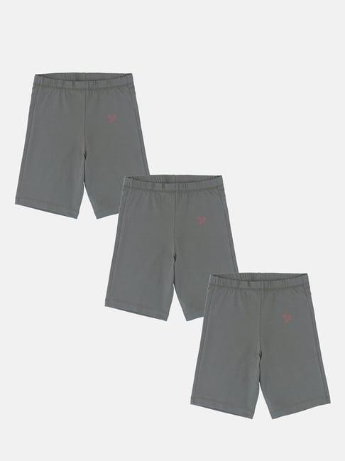 twin birds kids grey¿solid shorts (pack of 3)