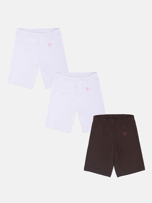 twin birds kids white & brown solid shorts (pack of 3)