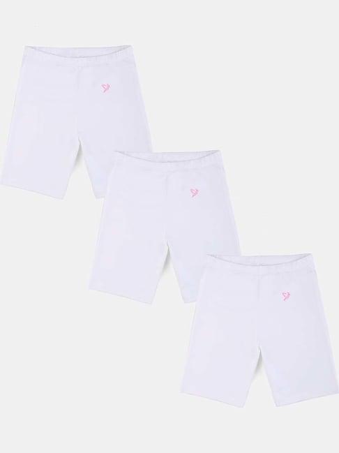twin birds kids white cotton skinny fit shorts (pack of 3)