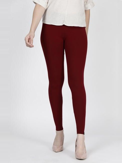 twin birds maroon ankle length leggings