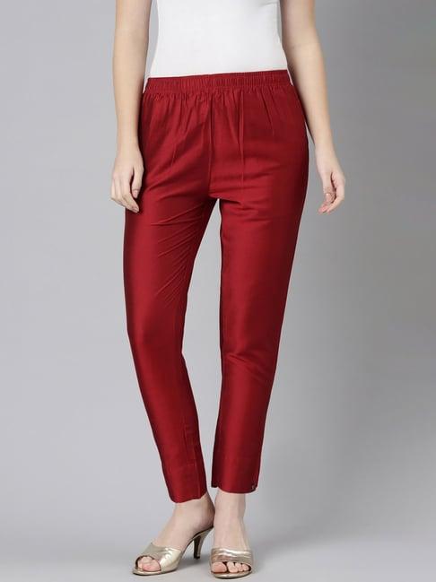 twin birds maroon straight fit pants