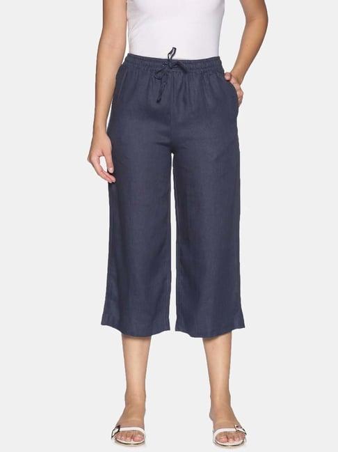 twin birds navy cotton culottes