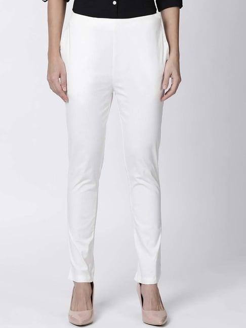 twin birds off-white cotton trousers