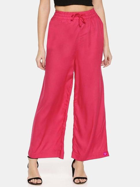 twin birds pink mid rise palazzos