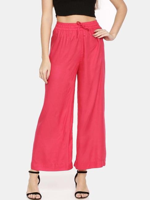 twin birds pink mid rise palazzos