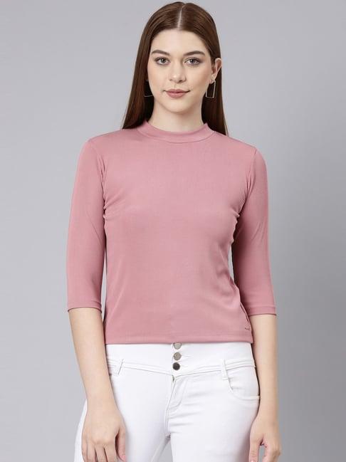 twin birds pink regular fit top