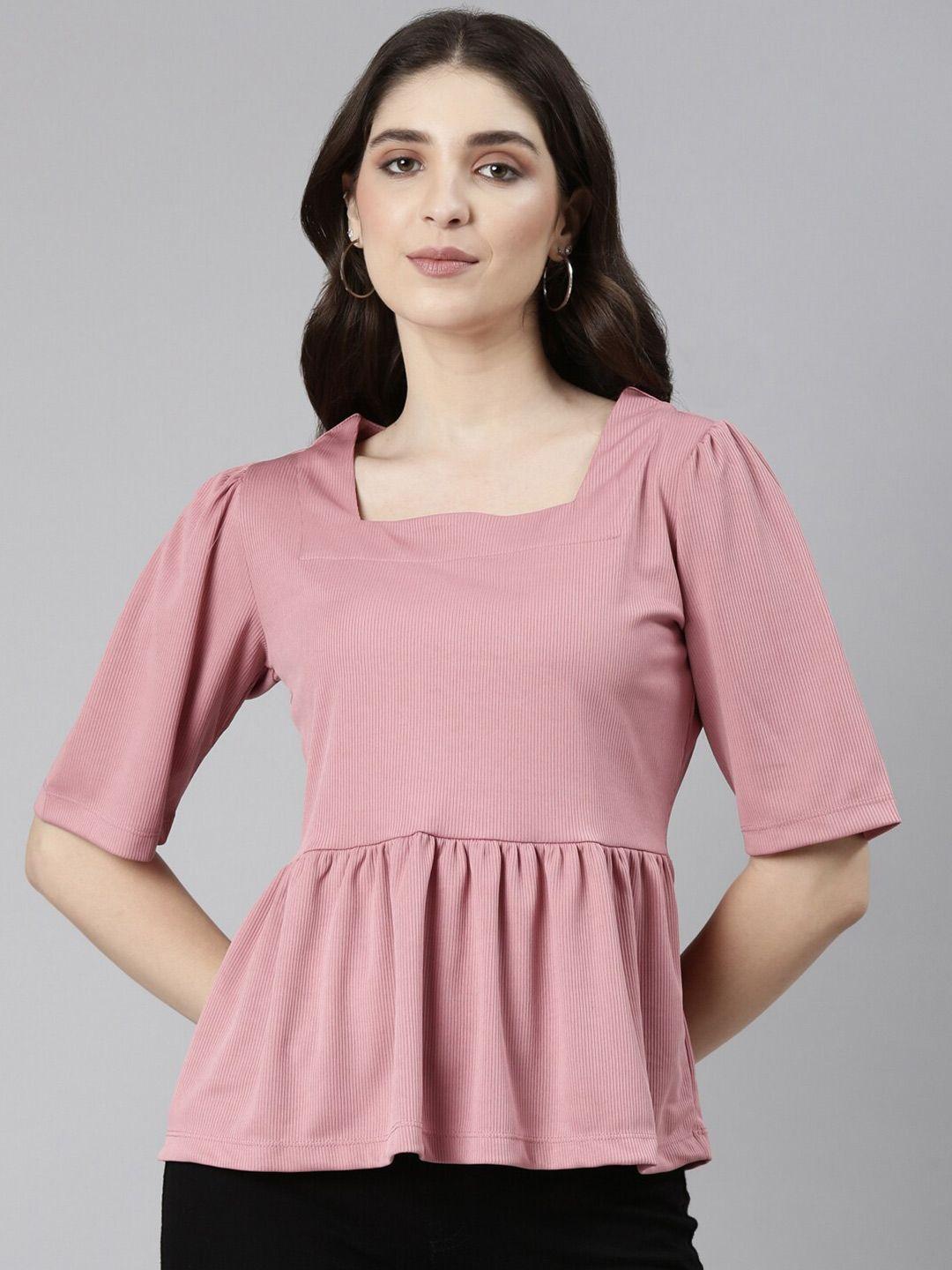 twin birds puff sleeve peplum top