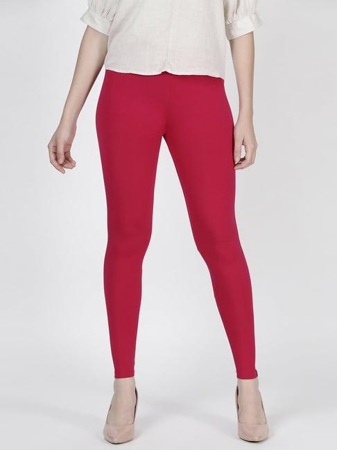 twin birds red ankle length leggings