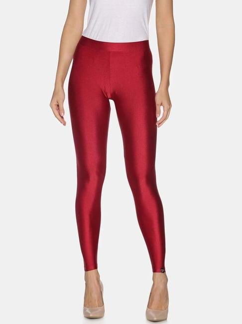 twin birds red ankle length leggings